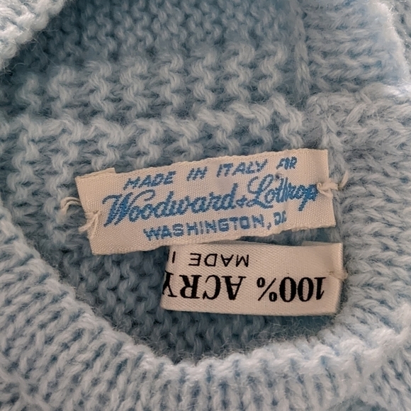 Vintage Woodard & Lothrop Knit Flower Blue Sweater Made in Italy 6-9m - Picture 4 of 4